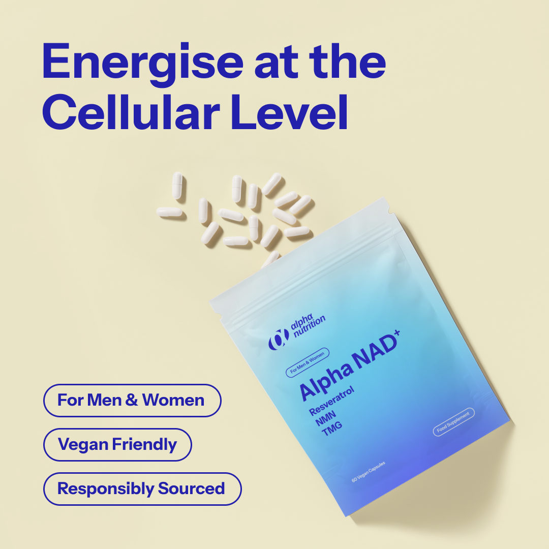 Alpha Nutrition NAD+ | NMN, Resveratrol & TMG | 60 Vegan Capsules